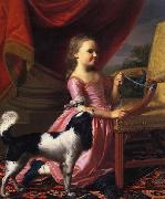 John Singleton Copley Young lady with a Bird and dog oil painting on canvas